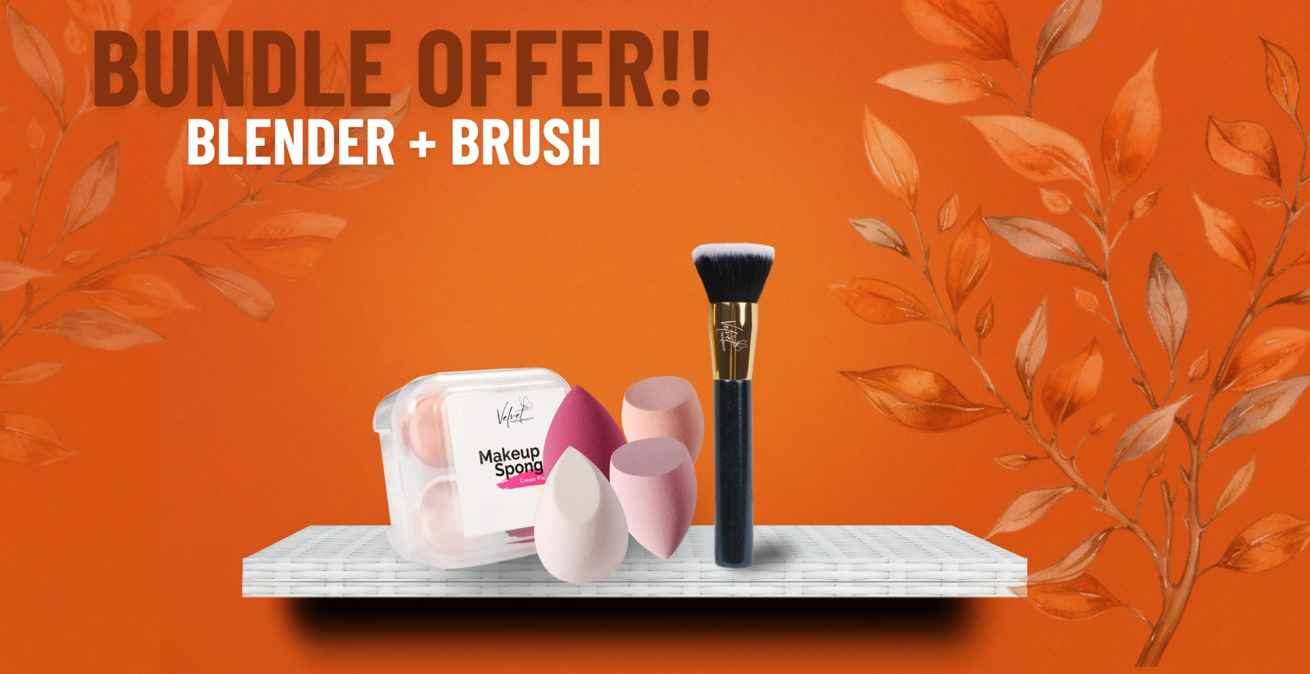 Flat top kabuki foundation brush and 4-piece beauty blender set