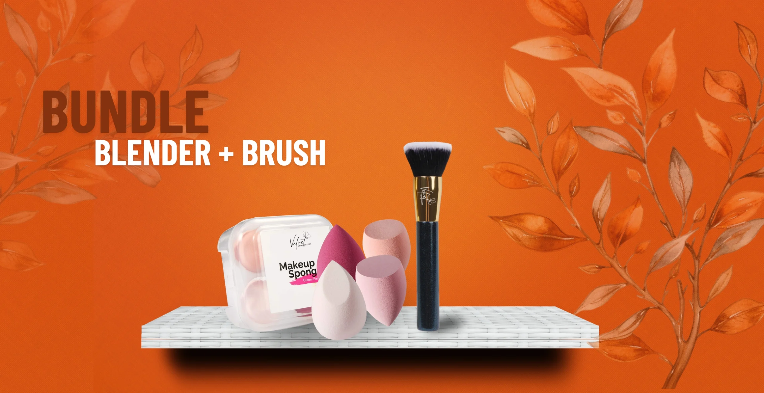 Flat top kabuki foundation brush and 4-piece beauty blender set
